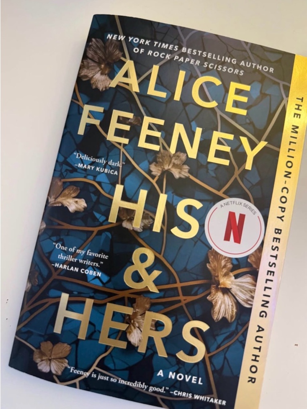 Alice Feeney "His & Hers" Paperback - Blue & Gold Cover